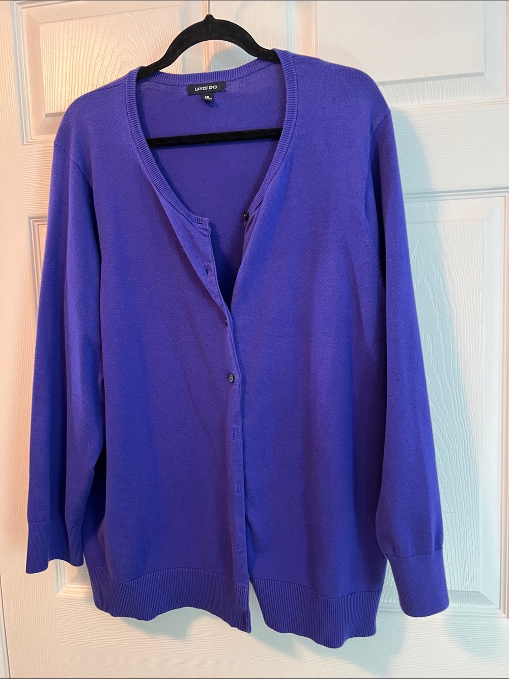 Rare gorgeous deep purple cotton cardigan by Lands End